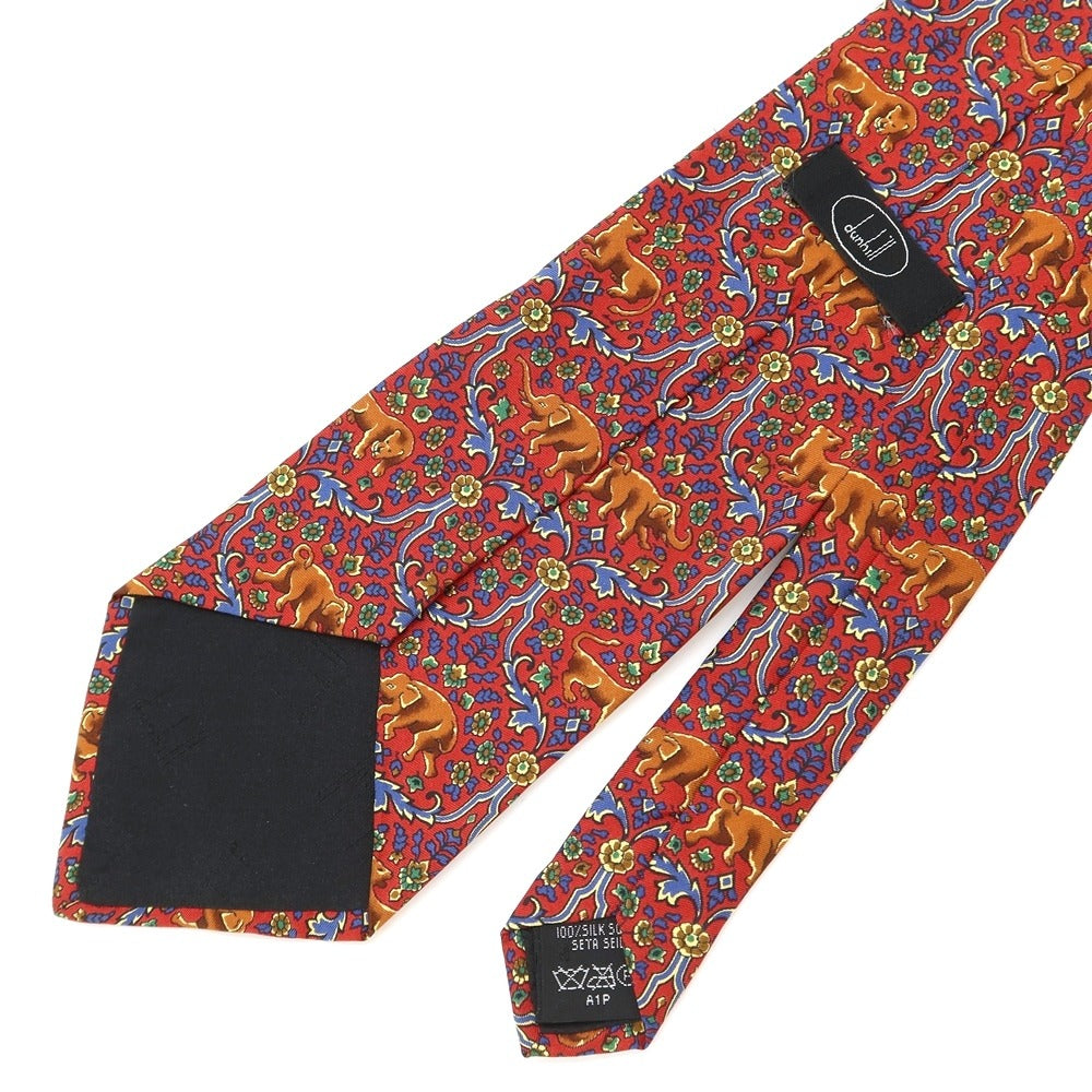 [Used] Dunhill Flora and Fauna Print Tri-Fold Silk Tie Red [RED] [S/S/A/W] [Condition Rank B] ​​[Men&