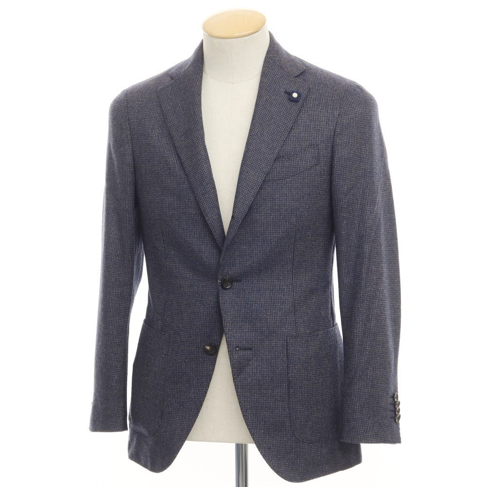 【中古】ラルディーニ LARDINI ウールカシミヤ チェック 3B テーラードジャケット ネイビーxアッシュブラウン【サイズ42】【NVY】【A/W】【状態ランクB】【メンズ】【768993】