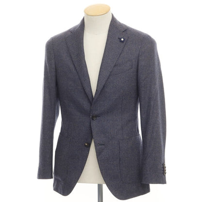 [Used] LARDINI wool cashmere check 3B tailored jacket, navy x ash brown [size 42] [NVY] [A/W] [Condition rank B] ​​[Men&