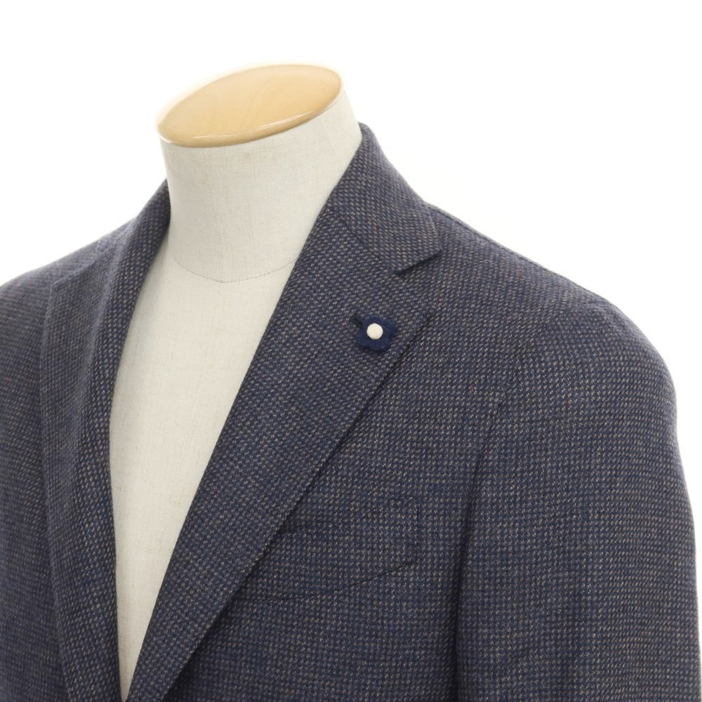 [Used] LARDINI wool cashmere check 3B tailored jacket, navy x ash brown [size 42] [NVY] [A/W] [Condition rank B] ​​[Men&