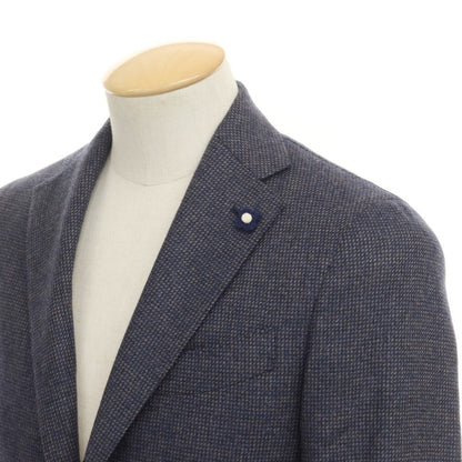 [Used] LARDINI wool cashmere check 3B tailored jacket, navy x ash brown [size 42] [NVY] [A/W] [Condition rank B] ​​[Men&