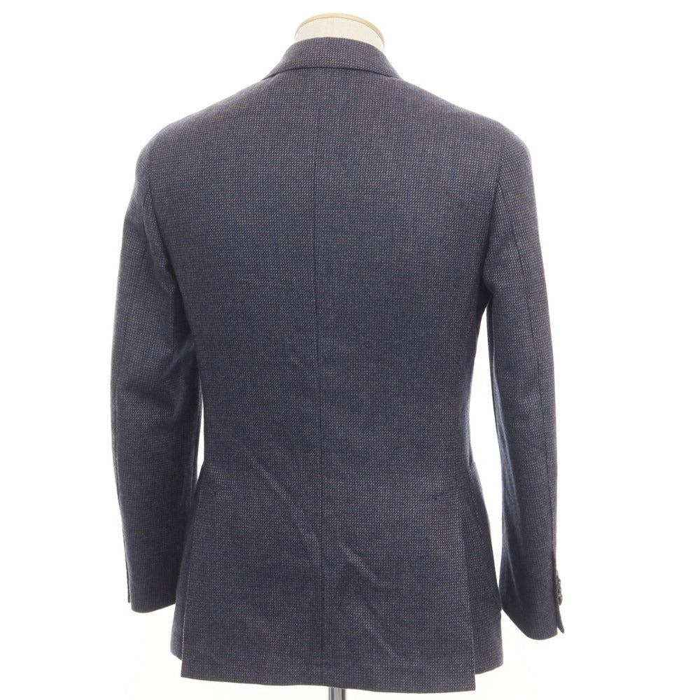 [Used] LARDINI wool cashmere check 3B tailored jacket, navy x ash brown [size 42] [NVY] [A/W] [Condition rank B] ​​[Men&