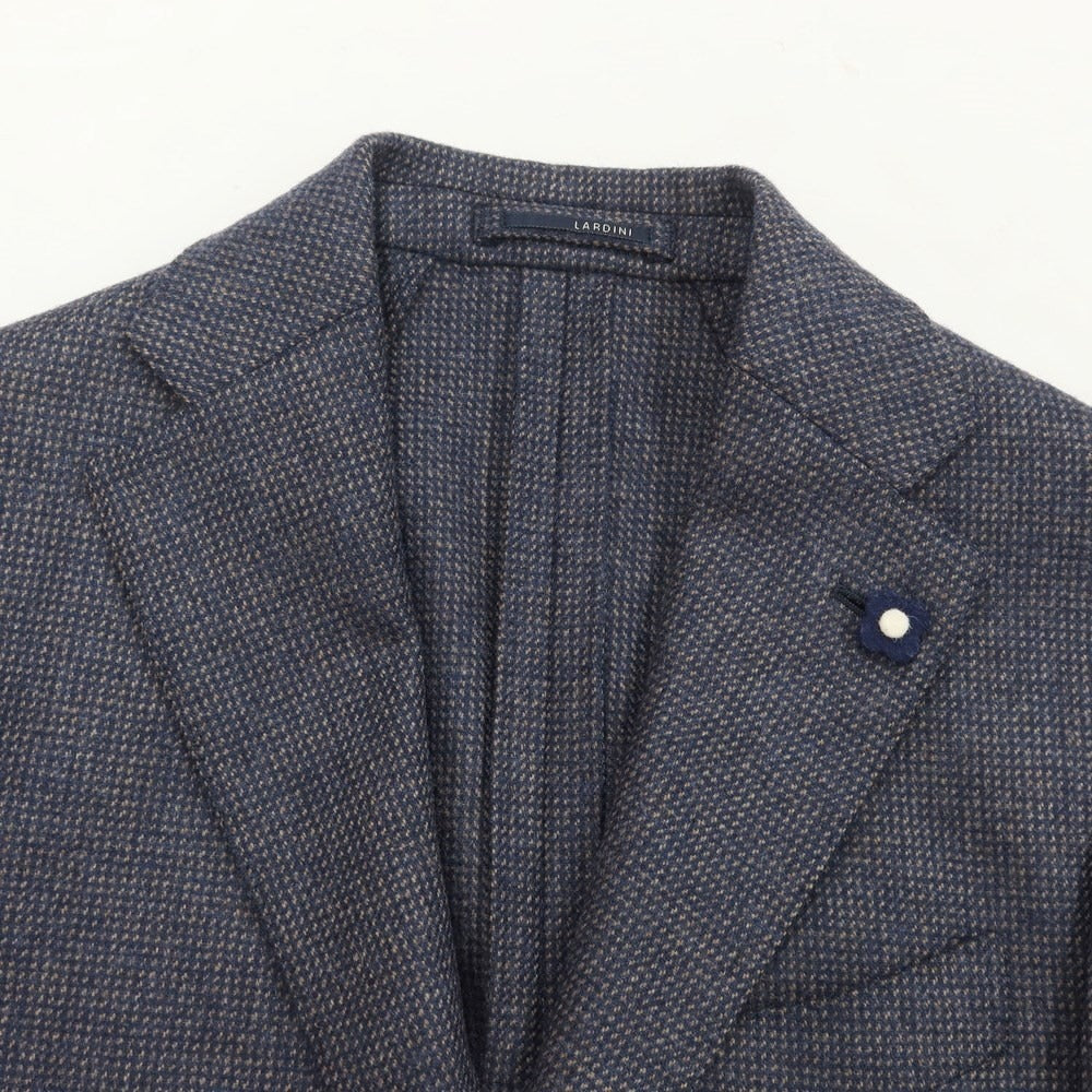 [Used] LARDINI wool cashmere check 3B tailored jacket, navy x ash brown [size 42] [NVY] [A/W] [Condition rank B] ​​[Men&