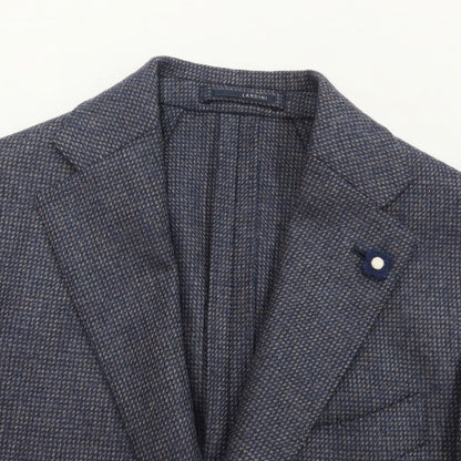 [Used] LARDINI wool cashmere check 3B tailored jacket, navy x ash brown [size 42] [NVY] [A/W] [Condition rank B] ​​[Men&