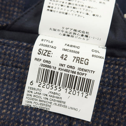 [Used] LARDINI wool cashmere check 3B tailored jacket, navy x ash brown [size 42] [NVY] [A/W] [Condition rank B] ​​[Men&
