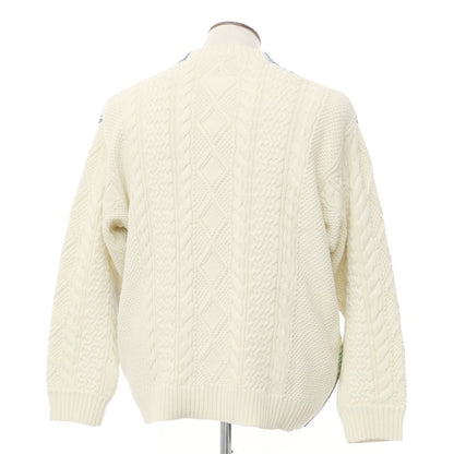 [Used] Supreme 2023 Spring/Summer Kurt Cobain Sweater Cable knit Mid-gauge cotton Printed knit Off-white x blue [Size L] [WHT] [S/S] [Condition Rank B] ​​[Men&