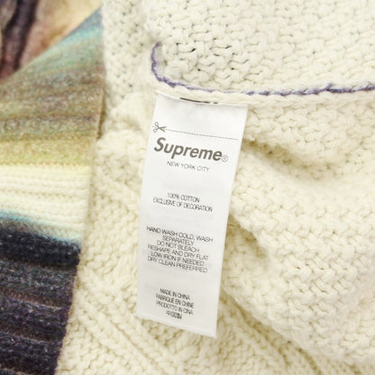 [Used] Supreme 2023 Spring/Summer Kurt Cobain Sweater Cable knit Mid-gauge cotton Printed knit Off-white x blue [Size L] [WHT] [S/S] [Condition Rank B] ​​[Men&