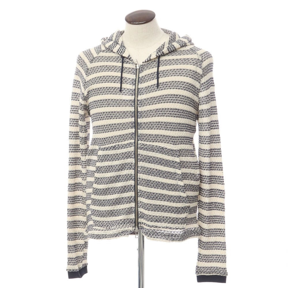 [Used] BEAUCOUP Striped Cotton Linen Knit Hoodie Ivory x Navy [Size XXL] [NVY] [S/S] [Condition Rank B] ​​[Men&