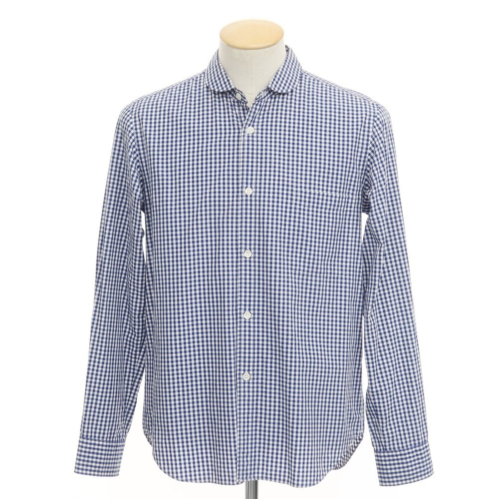 [Used] COMME des GARCONS HOMME 2011 Spring/Summer Cotton Check Round Collar Shirt Navy x White [Size S] [NVY] [S/S/A/W] [Condition Rank D] [Men&
