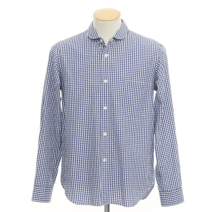 [Used] COMME des GARCONS HOMME 2011 Spring/Summer Cotton Check Round Collar Shirt Navy x White [Size S] [NVY] [S/S/A/W] [Condition Rank D] [Men&