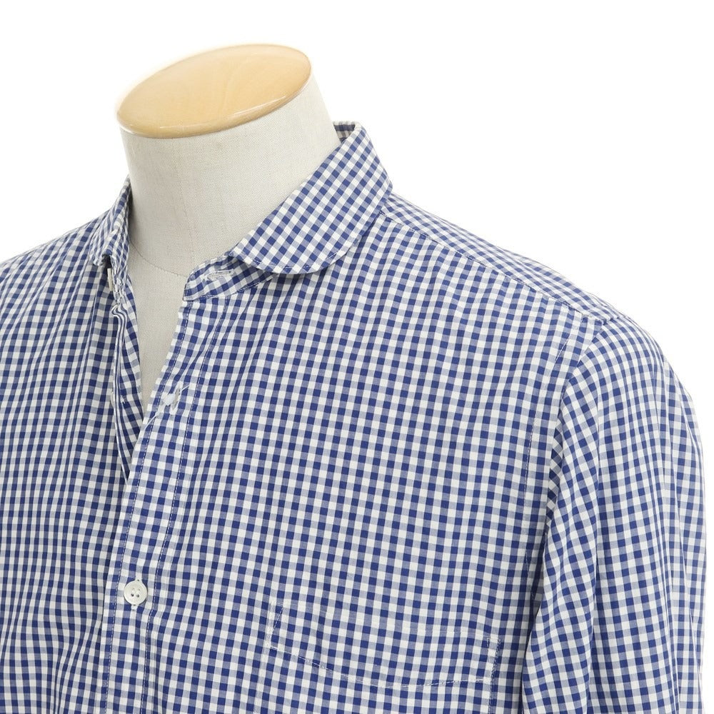 [Used] COMME des GARCONS HOMME 2011 Spring/Summer Cotton Check Round Collar Shirt Navy x White [Size S] [NVY] [S/S/A/W] [Condition Rank D] [Men&