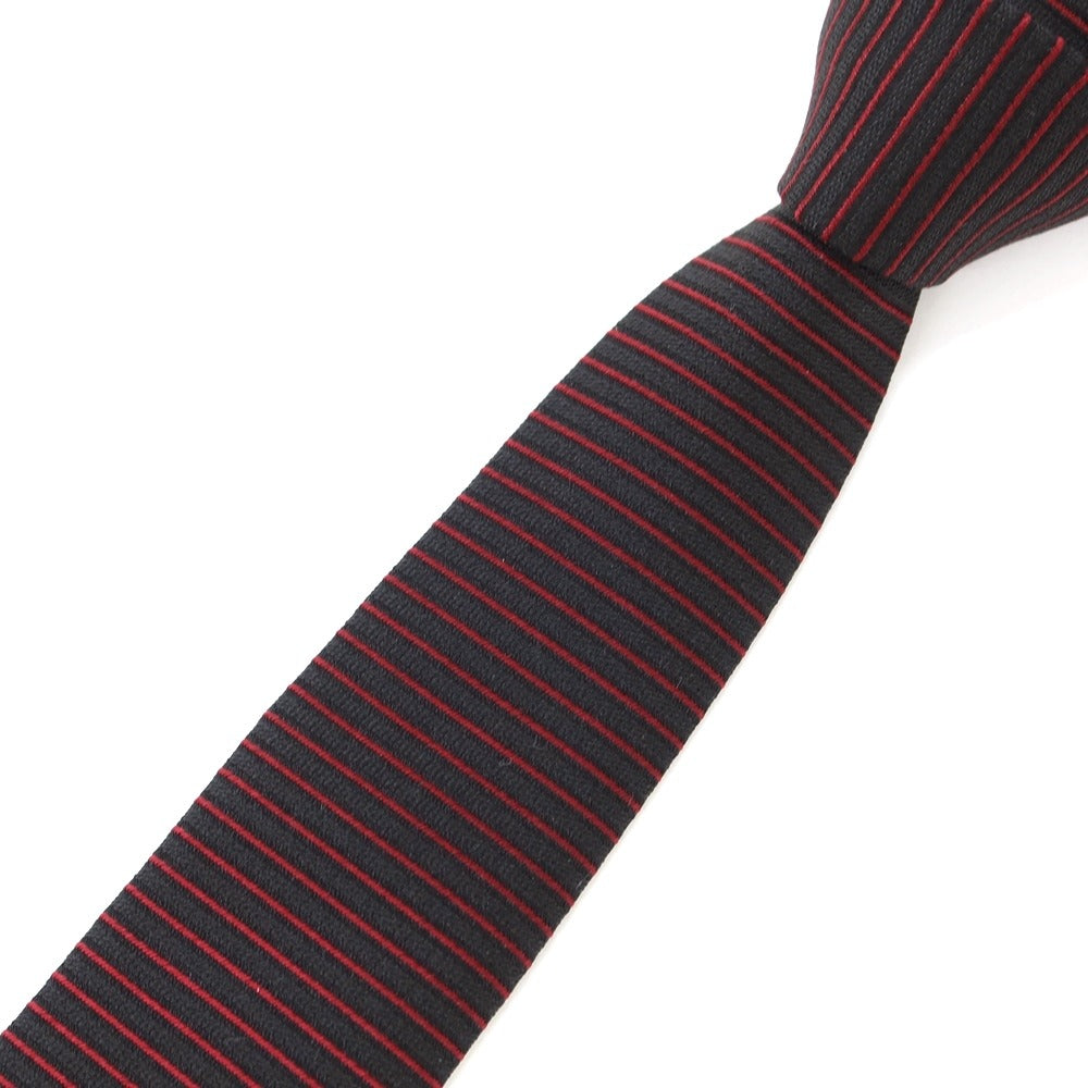 [Used] Saint Laurent Paris horizontal pattern tri-fold silk narrow tie black x red [BLK] [S/S/A/W] [Condition rank B] ​​[Men&