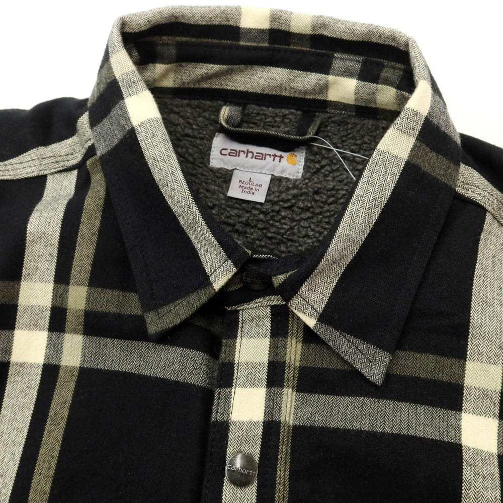 [Used] Carhartt Cotton Check Boa Work Jacket Black x Off-White x Sage Green [Size L] [BLK] [A/W] [Condition Rank B] ​​[Men&