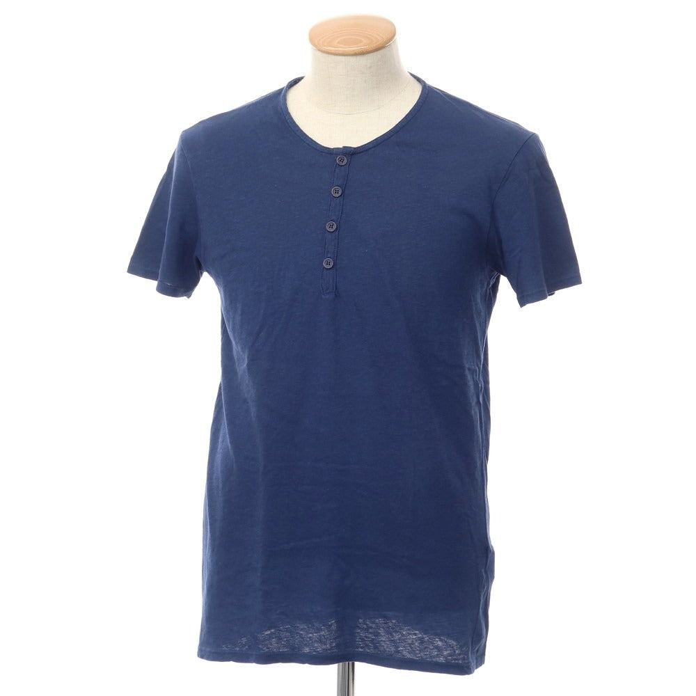 [Used] Wool &amp;amp; Co. Cotton linen short sleeve Henley neck T-shirt Navy [Size S] [NVY] [S/S] [Condition Rank B] ​​[Men&