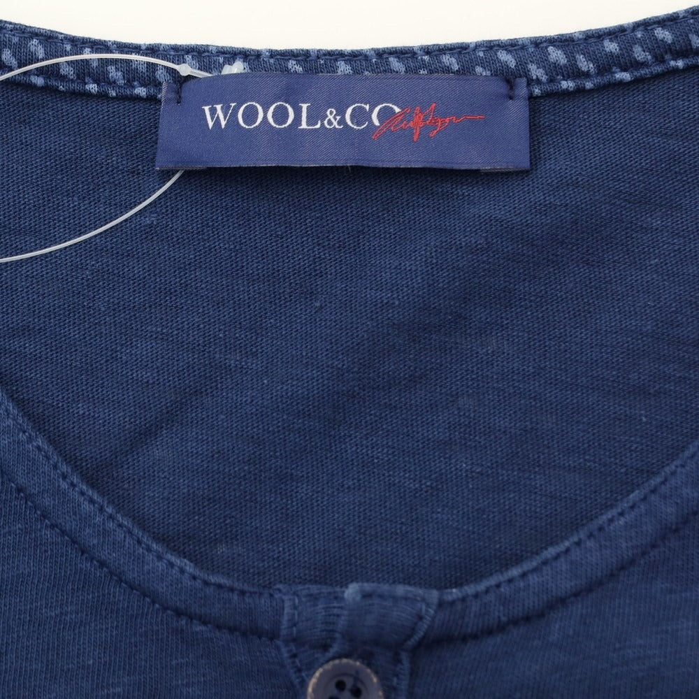 [Used] Wool &amp;amp; Co. Cotton linen short sleeve Henley neck T-shirt Navy [Size S] [NVY] [S/S] [Condition Rank B] ​​[Men&