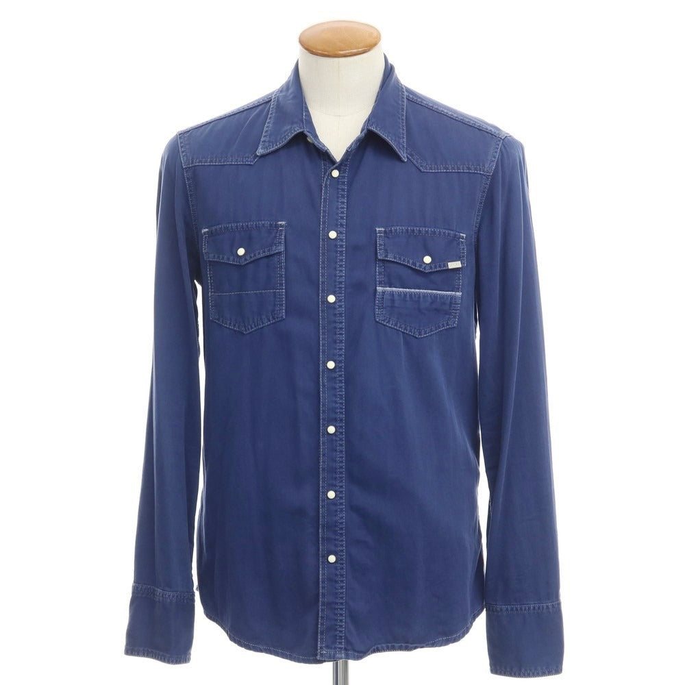 [Used] Care label Cotton Western Shirt Navy [Size M] [NVY] [S/S/A/W] [Condition Rank C] [Men&