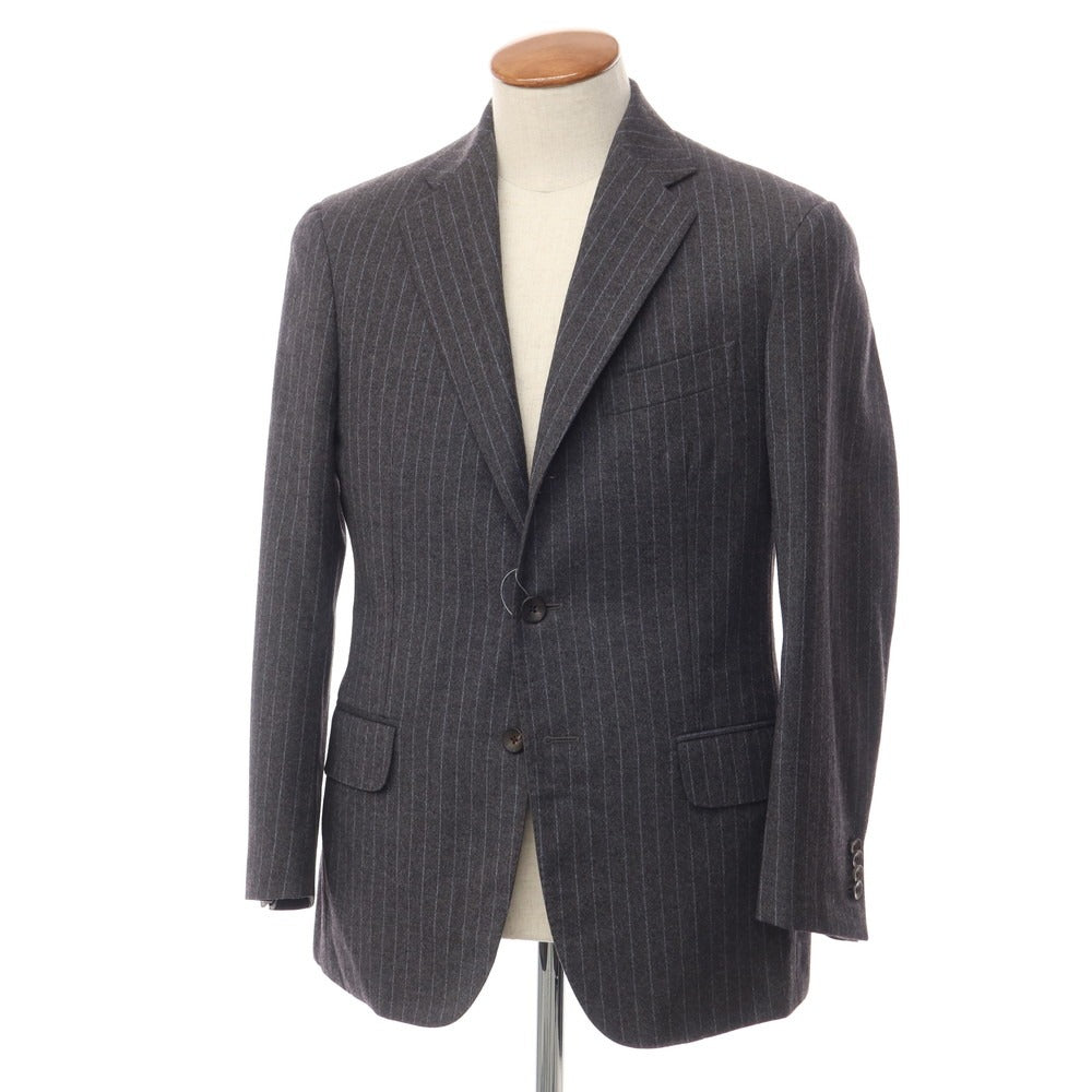 【中古】ボリオリ BOGLIOLI ウール ストライプ テーラードジャケット グレーxブルー【サイズ46 Drop.6】【GRY】【A/W】【状態ランクB】【メンズ】【768981】