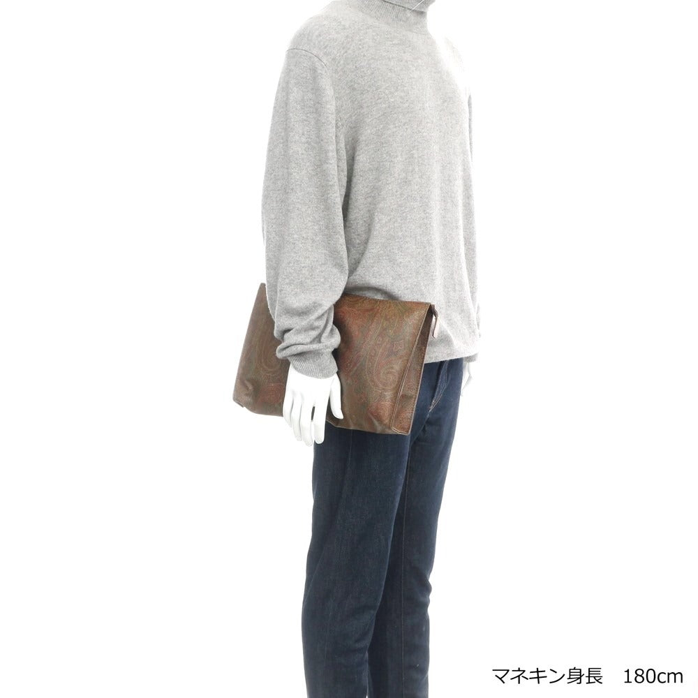 【中古】エトロ ETRO ペイズリー柄 PVC クラッチバッグ ブラウンxレッド【W34xH22xD5.5】【BRW】【S/S/A/W】【状態ランクB】【メンズ】【768991】