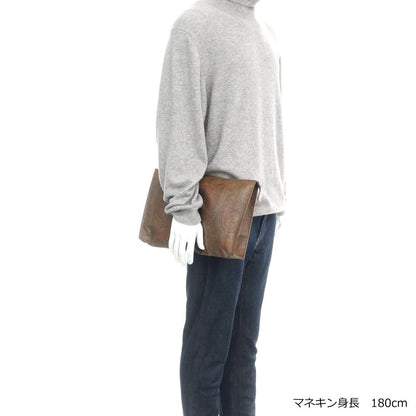 【中古】エトロ ETRO ペイズリー柄 PVC クラッチバッグ ブラウンxレッド【W34xH22xD5.5】【BRW】【S/S/A/W】【状態ランクB】【メンズ】【768991】
