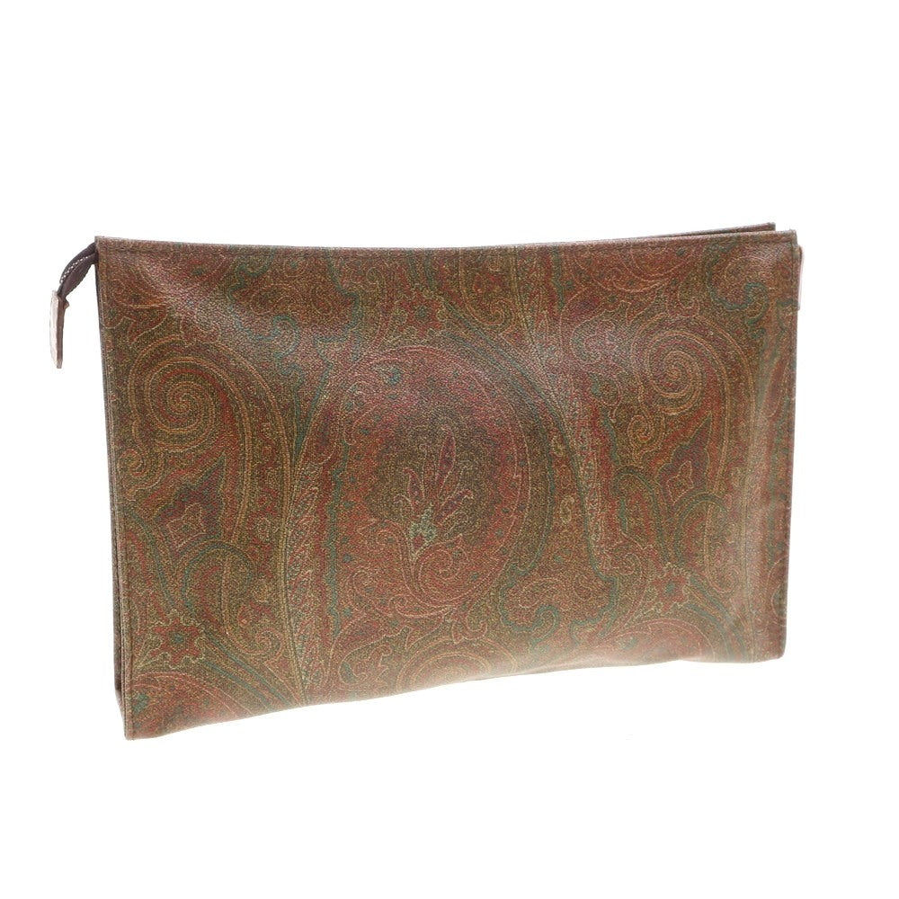 【中古】エトロ ETRO ペイズリー柄 PVC クラッチバッグ ブラウンxレッド【W34xH22xD5.5】【BRW】【S/S/A/W】【状態ランクB】【メンズ】【768991】