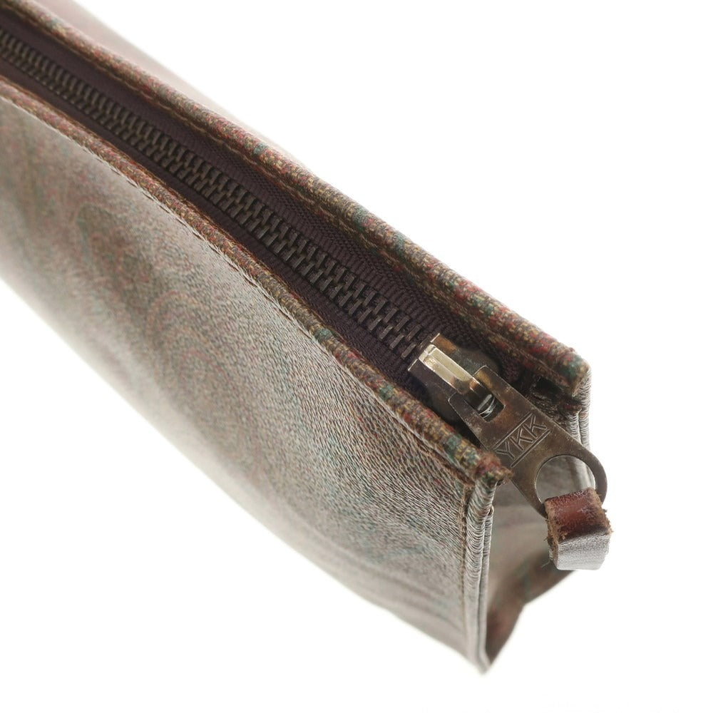 【中古】エトロ ETRO ペイズリー柄 PVC クラッチバッグ ブラウンxレッド【W34xH22xD5.5】【BRW】【S/S/A/W】【状態ランクB】【メンズ】【768991】
