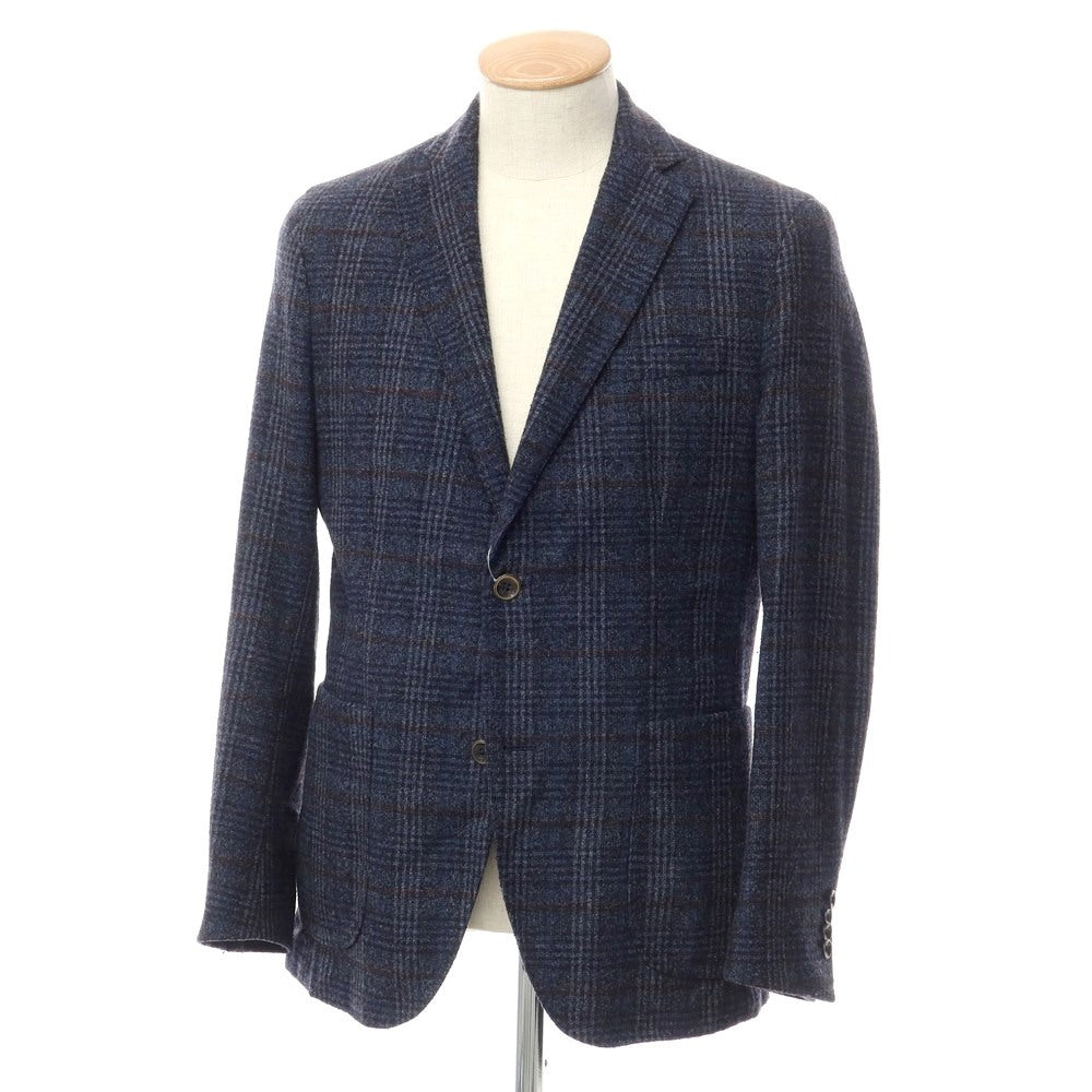 【中古】イレブンティ eleventy ウールコットン チェック ジャケット ネイビーxマルーン【サイズS位】【NVY】【A/W】【状態ランクC】【メンズ】【768981】
