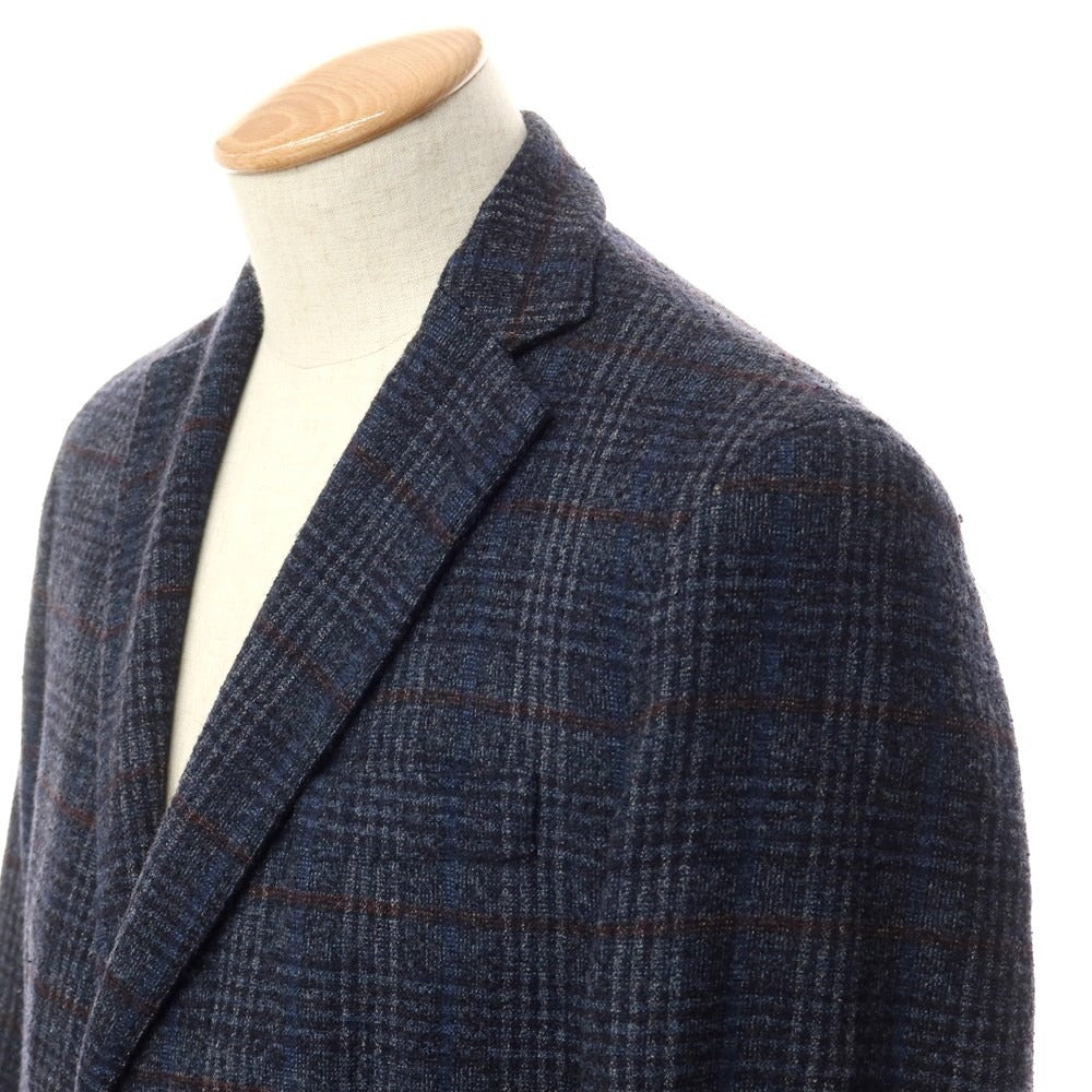 [Used] eleventy wool cotton check jacket navy x maroon [size S] [NVY] [A/W] [Condition C] [Men&