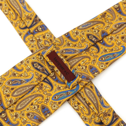 【中古】ラクアアンドシー lacquer&amp;c ペイズリー プリント 3つ折り シルク ネクタイ イエロー【YEL】【S/S/A/W】【状態ランクB】【メンズ】【769177】