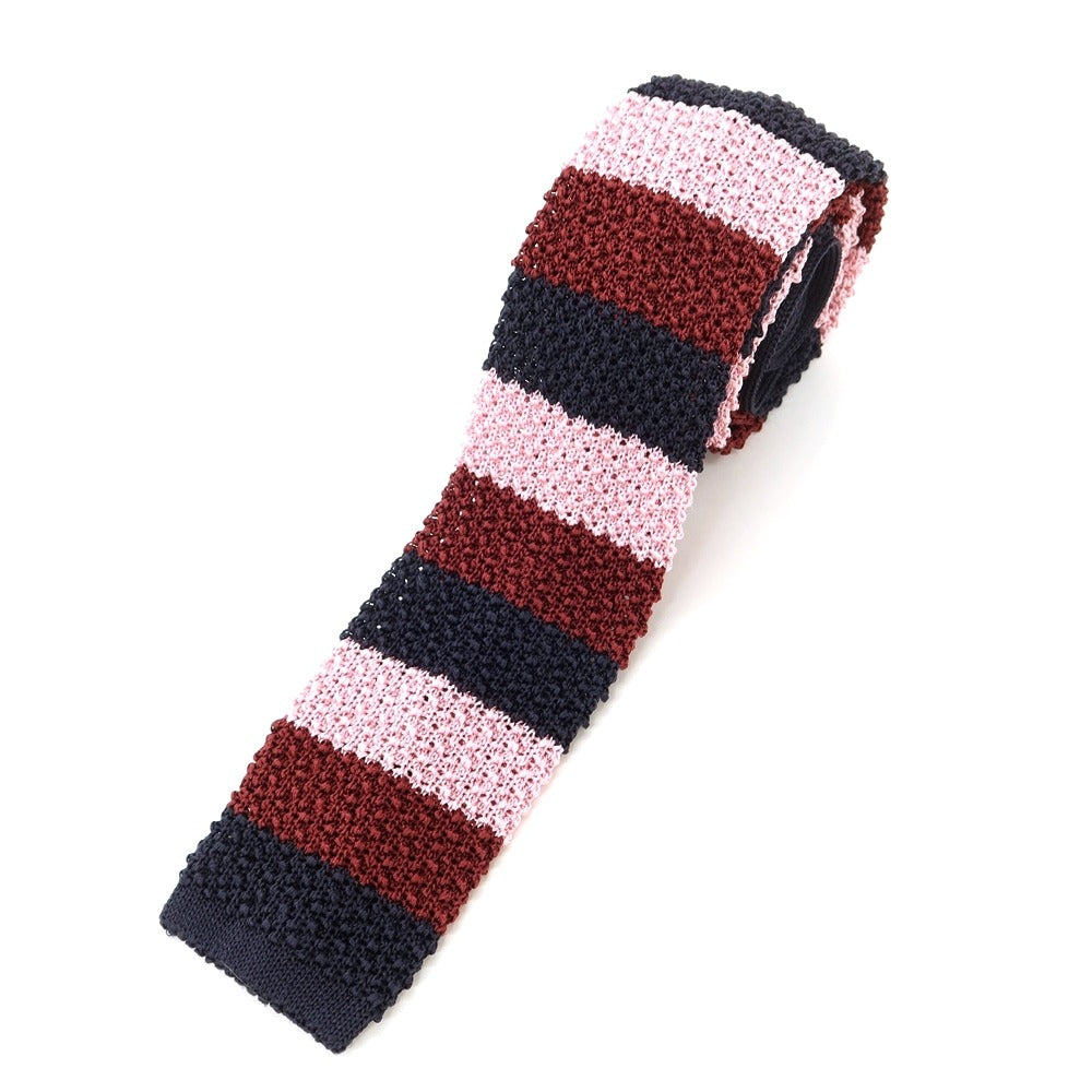 [Used] FAIRFAX Border Silk Knit Tie Dark Navy x Pink [NVY] [S/S/A/W] [Condition Rank B] ​​[Men&