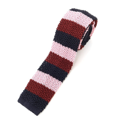 [Used] FAIRFAX Border Silk Knit Tie Dark Navy x Pink [NVY] [S/S/A/W] [Condition Rank B] ​​[Men&