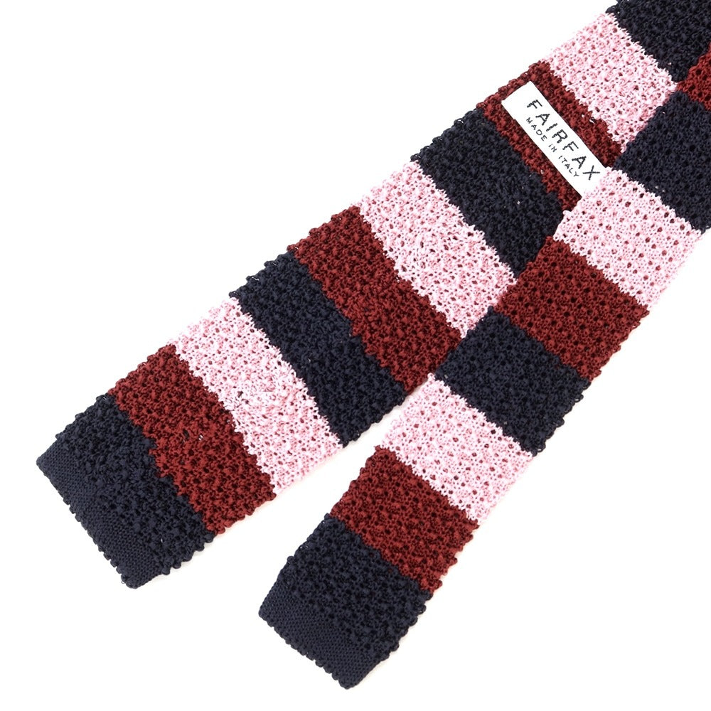 [Used] FAIRFAX Border Silk Knit Tie Dark Navy x Pink [NVY] [S/S/A/W] [Condition Rank B] ​​[Men&