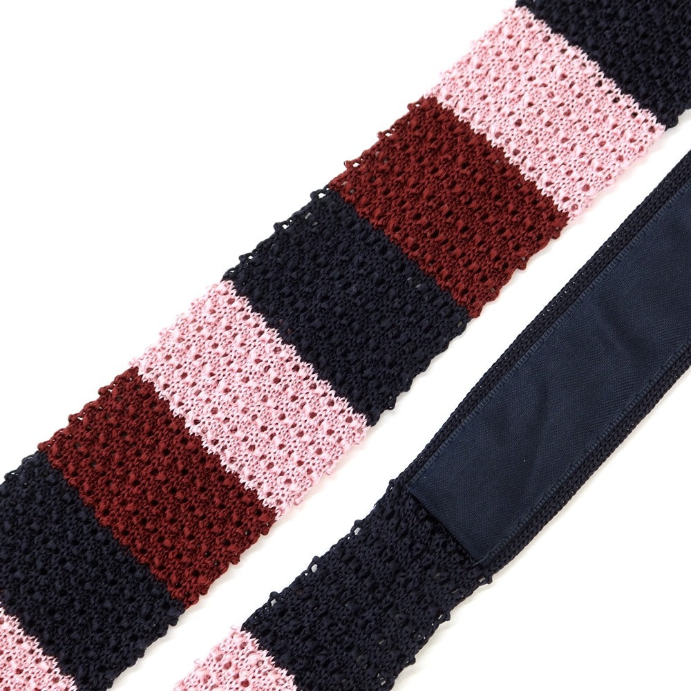 [Used] FAIRFAX Border Silk Knit Tie Dark Navy x Pink [NVY] [S/S/A/W] [Condition Rank B] ​​[Men&