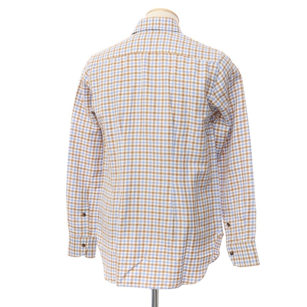 [Used] [Unused] STILE LATINO Cotton Linen Semi-Wide Collar Casual Shirt Brown x Blue [Size 38/15] [BRW] [A/W] [Condition Rank S] [Men&