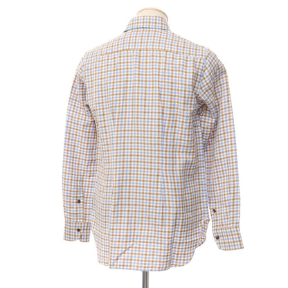 [Used] [Unused] STILE LATINO Cotton Linen Semi-Wide Collar Casual Shirt Brown x Blue [Size 38/15] [BRW] [A/W] [Condition Rank S] [Men&