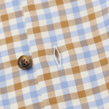 [Used] [Unused] STILE LATINO Cotton Linen Semi-Wide Collar Casual Shirt Brown x Blue [Size 38/15] [BRW] [A/W] [Condition Rank S] [Men&