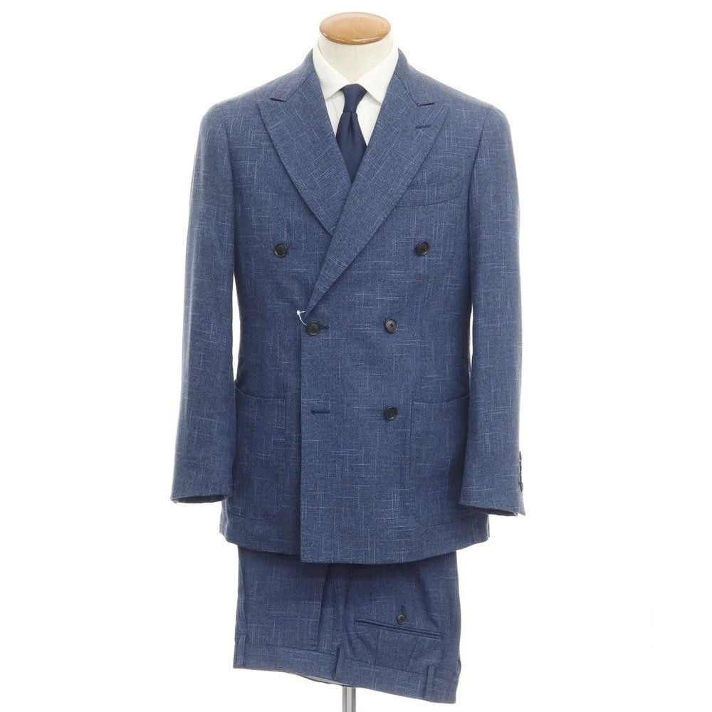 [Used] green label relaxing × Sartoria Ring wool cotton linen double-breasted suit, navy x blue [size 46/80] [NVY] [S/S] [condition rank B] ​​[men&