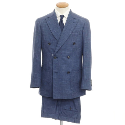 [Used] green label relaxing × Sartoria Ring wool cotton linen double-breasted suit, navy x blue [size 46/80] [NVY] [S/S] [condition rank B] ​​[men&
