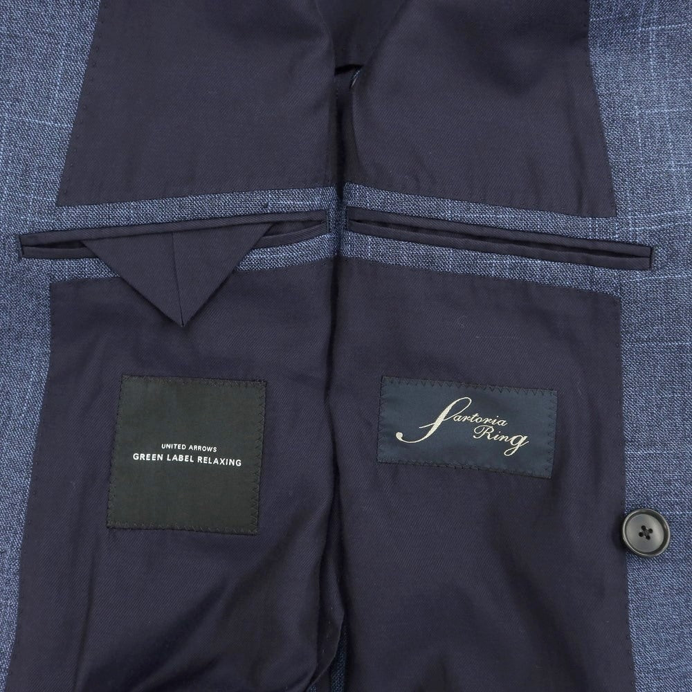 [Used] green label relaxing × Sartoria Ring wool cotton linen double-breasted suit, navy x blue [size 46/80] [NVY] [S/S] [condition rank B] ​​[men&