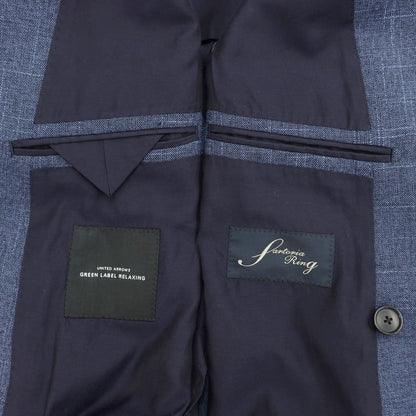 [Used] green label relaxing × Sartoria Ring wool cotton linen double-breasted suit, navy x blue [size 46/80] [NVY] [S/S] [condition rank B] ​​[men&