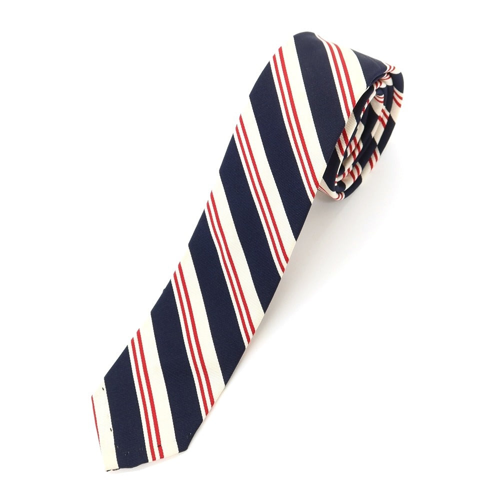 [Used] Thom Browne THOM BROWNE Striped 3-fold Silk Cotton Narrow Tie Navy x White [NVY] [S/S/A/W] [Condition Rank C] [Men&