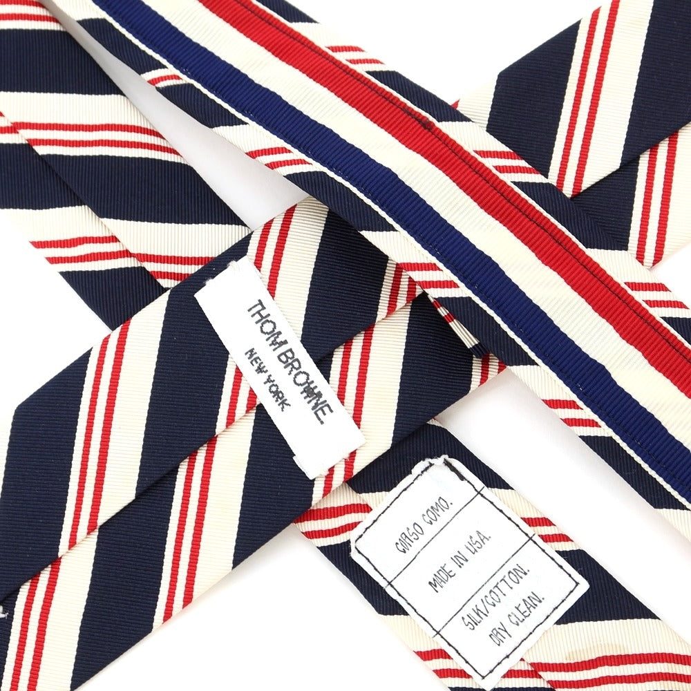 [Used] Thom Browne THOM BROWNE Striped 3-fold Silk Cotton Narrow Tie Navy x White [NVY] [S/S/A/W] [Condition Rank C] [Men&