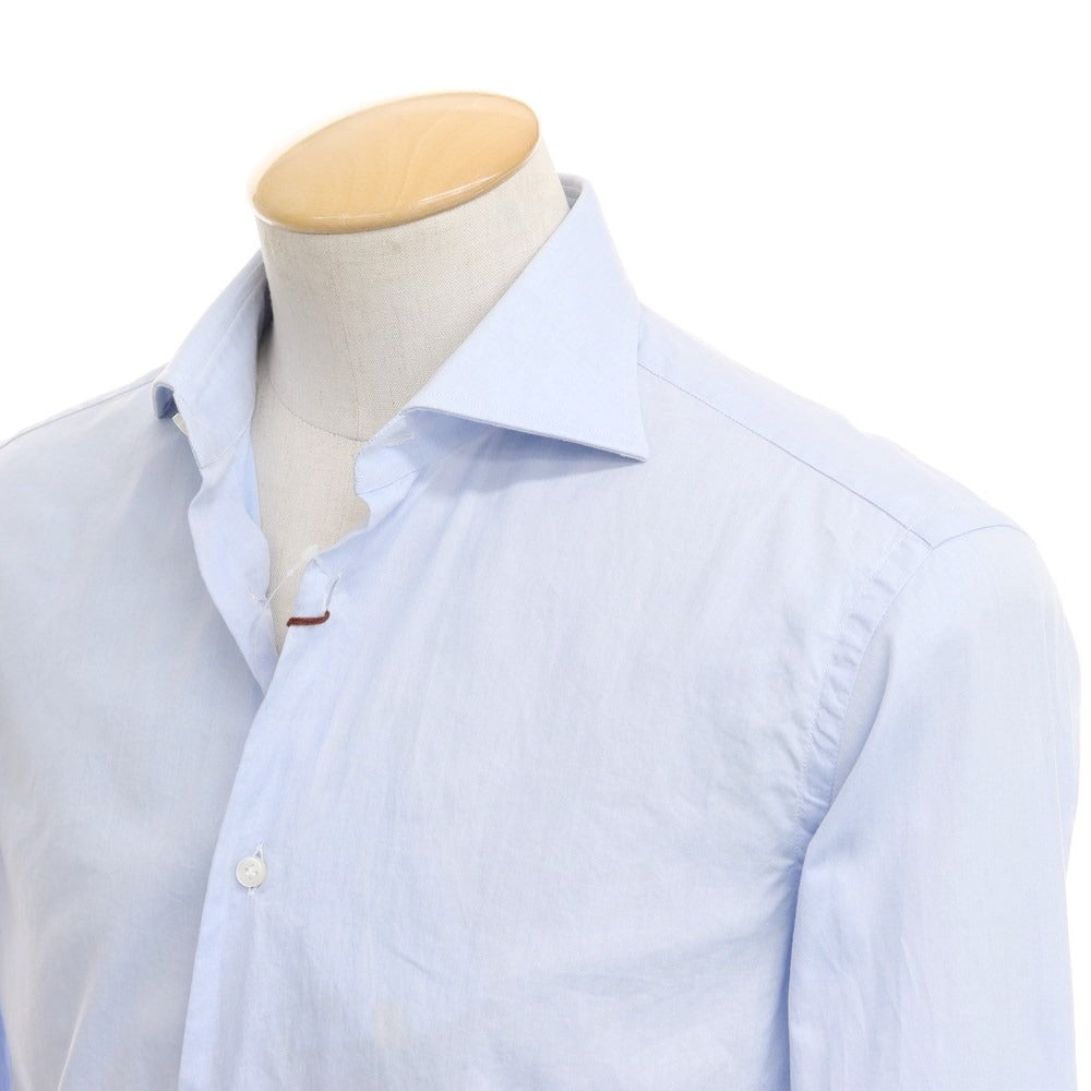 【中古】ボリエッロ BORRIELLO ツイルコットン ワイドカラー ドレスシャツ ライトブルー【サイズ38】【BLU】【S/S/A/W】【状態ランクB】【メンズ】【769197】