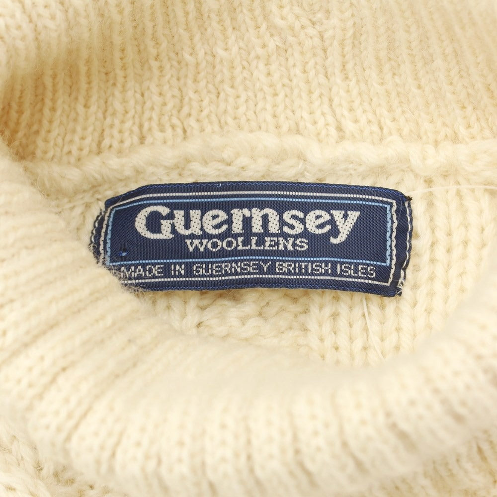 [Used] GUERNSEY WOOLLENS Low Gauge Wool Cable Knit Turtleneck Knit Ivory [Size 38] [WHT] [A/W] [Condition Rank B] ​​[Men&