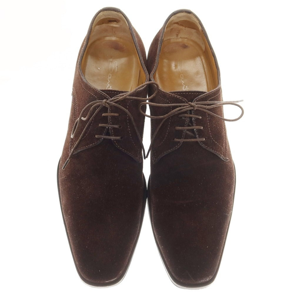 [Used] Santoni suede plain toe dress shoes, dark brown [Size 6 1/2] [BRW] [S/S/A/W] [Condition Rank C] [Men&