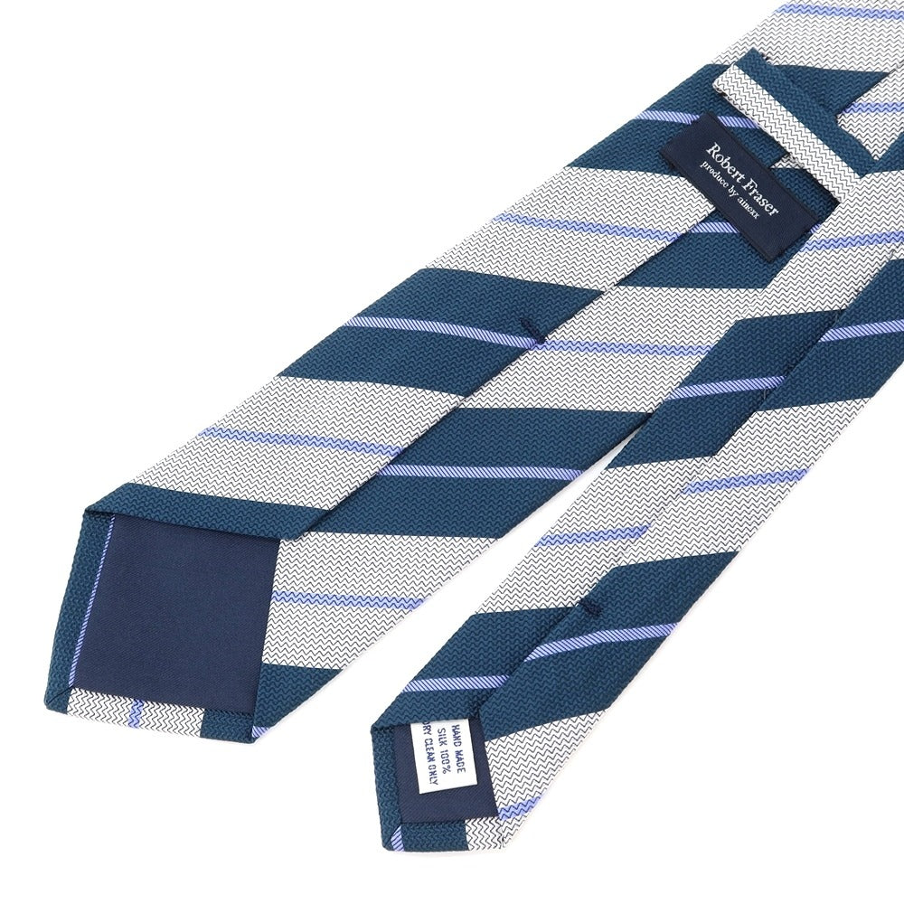 [Used] Robert Fraser Striped Tri-Fold Silk Tie Dark Blue Green x White [GRN] [S/S/A/W] [Condition Rank B] ​​[Men&