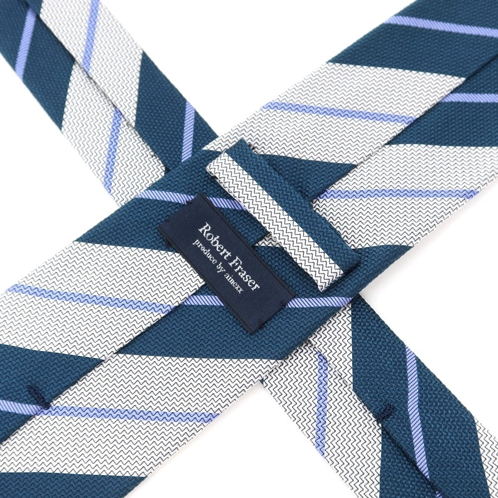 [Used] Robert Fraser Striped Tri-Fold Silk Tie Dark Blue Green x White [GRN] [S/S/A/W] [Condition Rank B] ​​[Men&