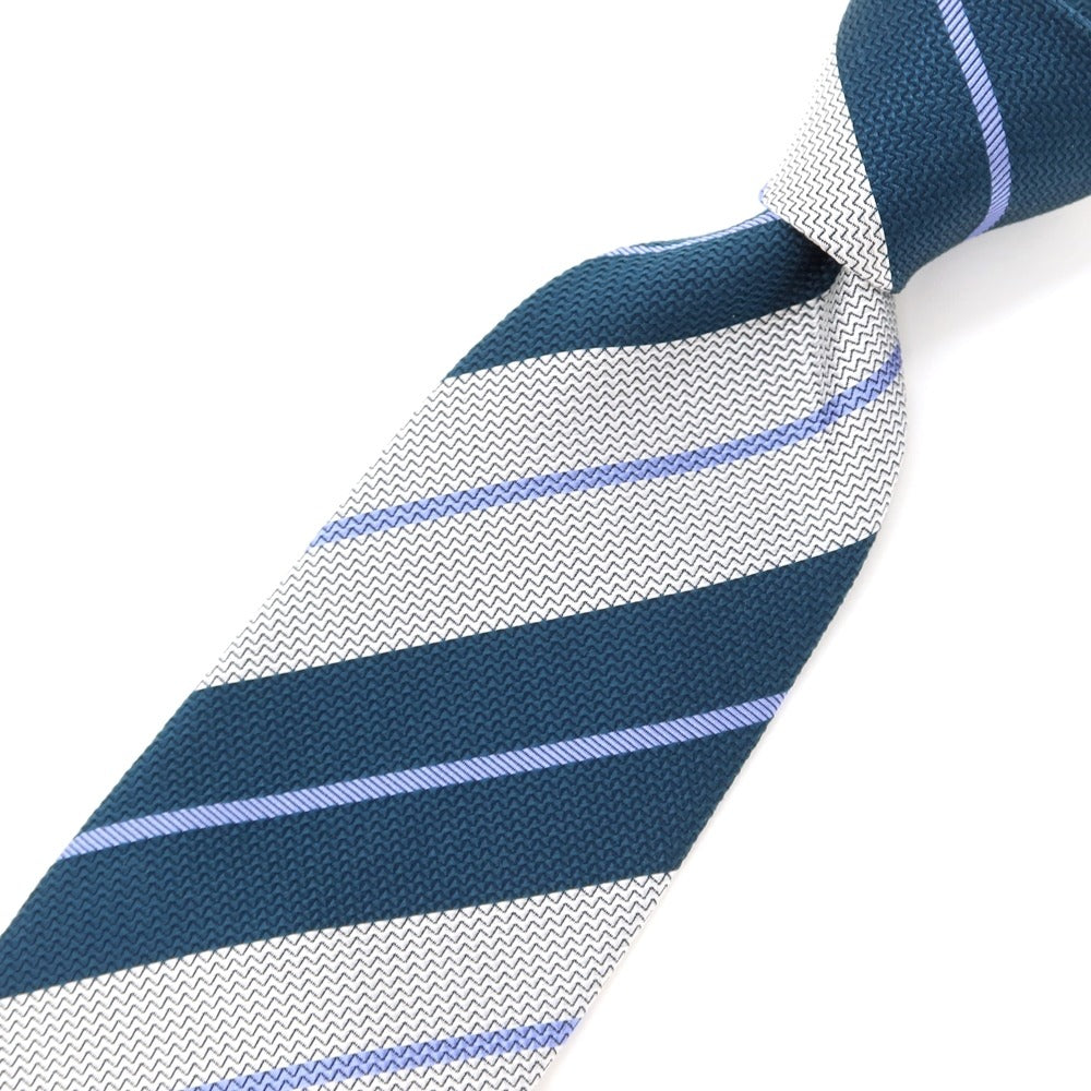 [Used] Robert Fraser Striped Tri-Fold Silk Tie Dark Blue Green x White [GRN] [S/S/A/W] [Condition Rank B] ​​[Men&