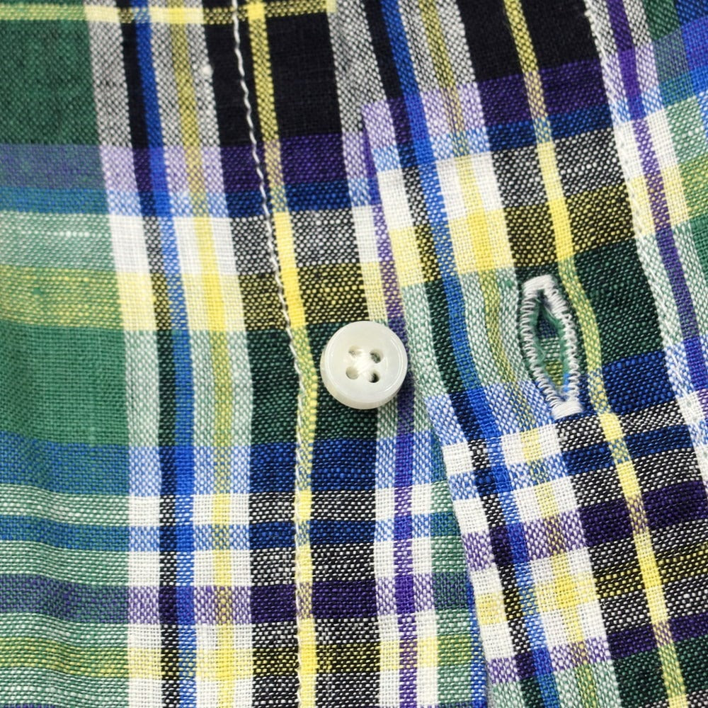 [Used] nano universe linen check horizontal collar casual shirt green x white [size L] [GRN] [S/S] [condition rank C] [men&