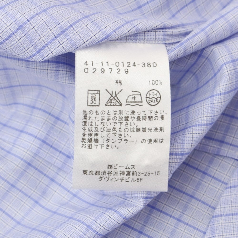 [Used] BEAMS HEART Cotton Check Wide Collar Dress Shirt Lavender [Size 40] [PUP] [S/S/A/W] [Condition Rank B] ​​[Men&