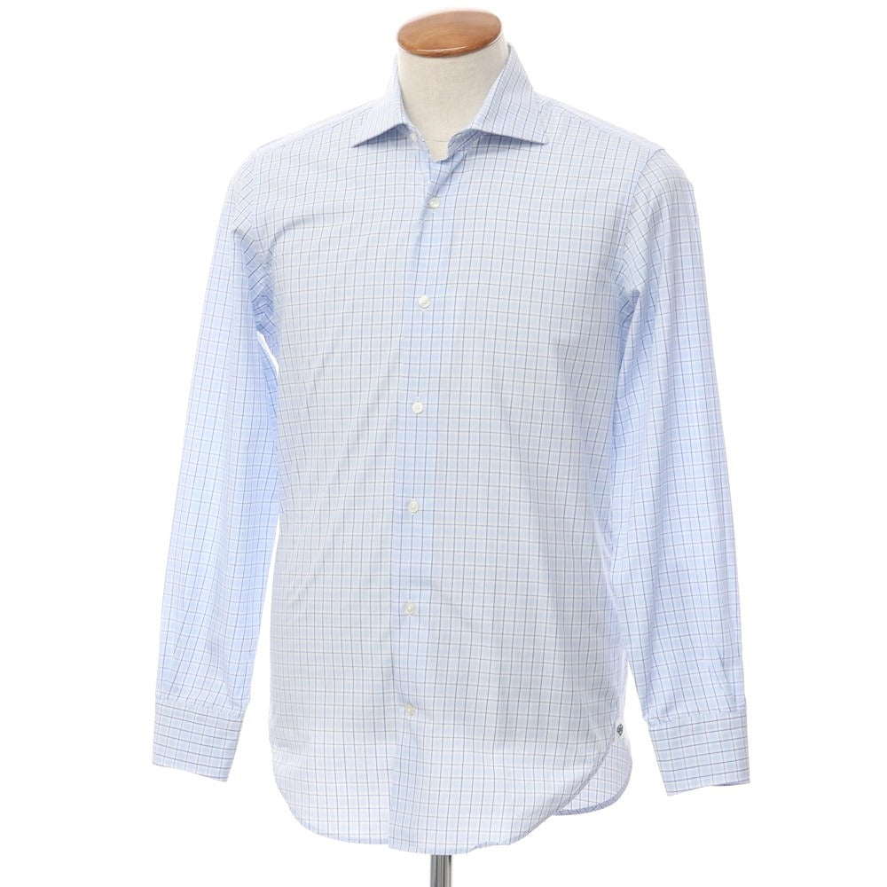 [Used] BEAMS HEART Cotton Check Wide Collar Dress Shirt Light Blue x White [Size 39] [BLU] [S/S/A/W] [Condition Rank B] ​​[Men&